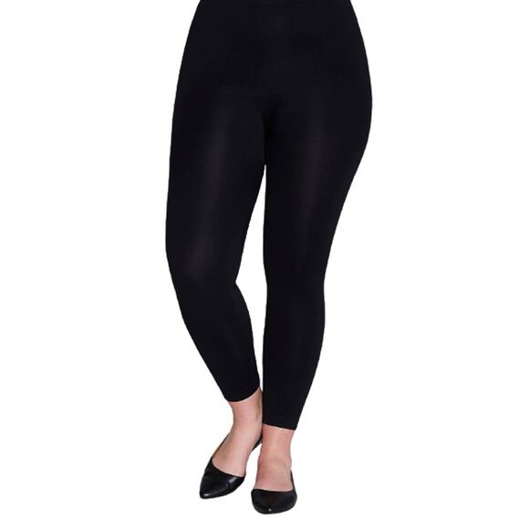 Lane Bryant High Waist Smoothing Leggings Solid Black Pull On Stretch Womens E/F - Picture 3 of 11